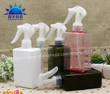 

300ml pretty colors square PET trigger spray bottle with clear sprayer gun.watering spray bottle,toilet water refillable bottle