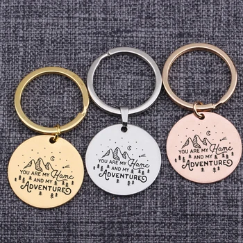 

Jewelry You Are My Home And Adventure Couples Keychain Round Keepsake Bag Charm Lovers Girlfriend Birthday Present Souvenir
