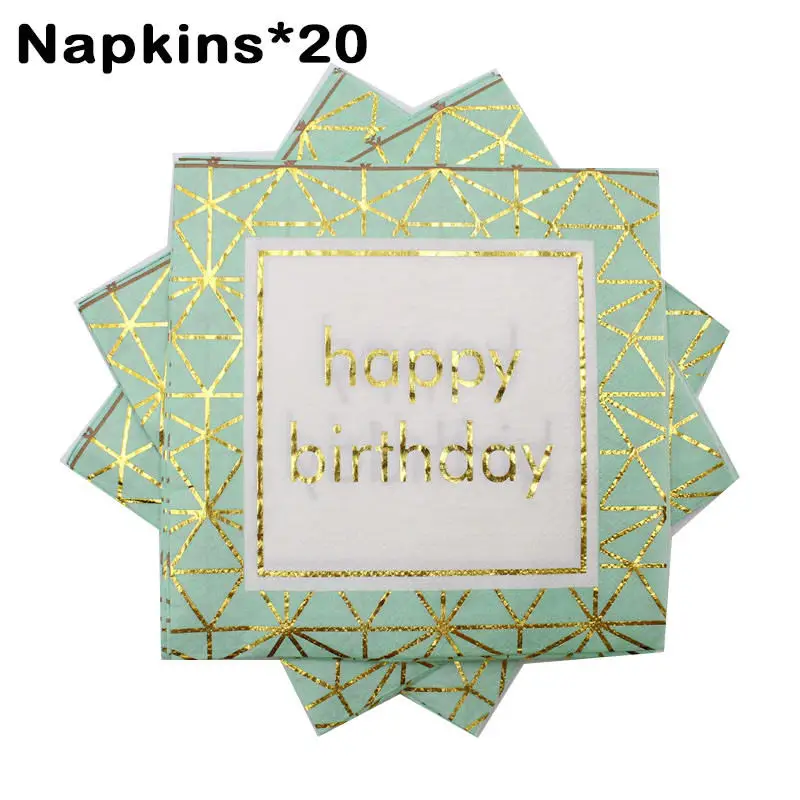 20pcs/lot Colorful Gold disposable tableware set paper plate Cup for baby birthday party Wedding Halloween Christmas decoration - Цвет: 5-N