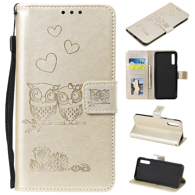 

2019 Owl Flip Wallet Cell Phone Case For Samsung Galaxy A40 Case Soft TPU Cover For Coque Samsung A50 Case A30 PU Leather Bag