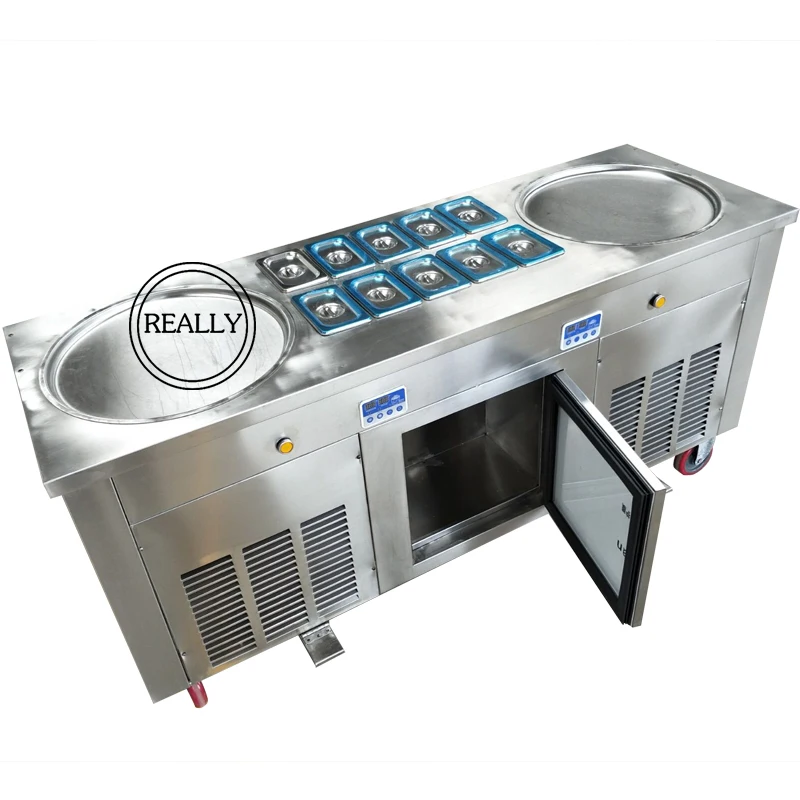 Popular free shipping by sea portable flat pan fried ice cream machine