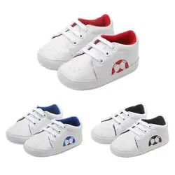 Весна/осень анти-слип Футбол PU детские кроссовки малыша первые ходоки шнурках детская повседневная обувь для 3 цвета