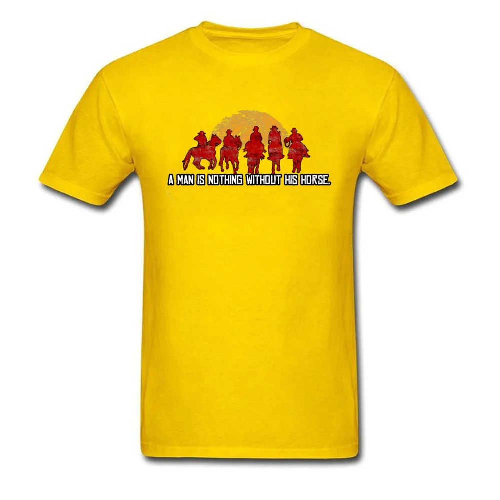 Slim Fit Custom T Shirt for Men Pure Cotton Labor Day Tops Tees Customized Tee-Shirt Short Sleeve Funky O-Neck Red Horse Sunset Nothing Without Horse Red yellow
