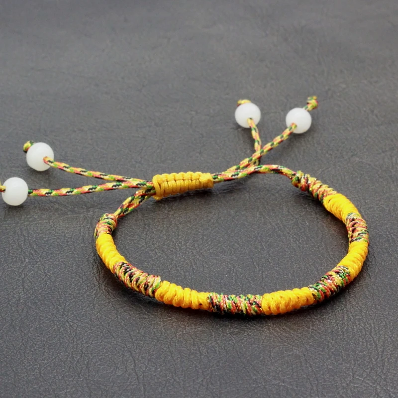 2017 Buddhism Lucky Rope String Braided Macrame Tibet Bracelet Beads