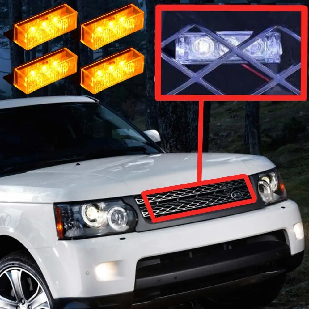Aviso de Emergência Barra de Luz Azul Vermelho Amarelo Branco Led Carro Caminhão Strobe Flash Amortecedor Dianteiro Grille Condução Polícia Bombeiro 4x3 8 Luzes e Iluminação