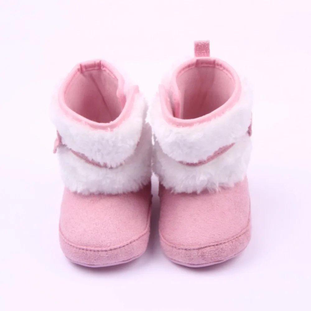 Новинка; ботинки для маленьких мальчиков и девочек; нескользящие зимние теплые уличные однотонные детские ботинки с большим бантом для малышей; От 0 до 1 года