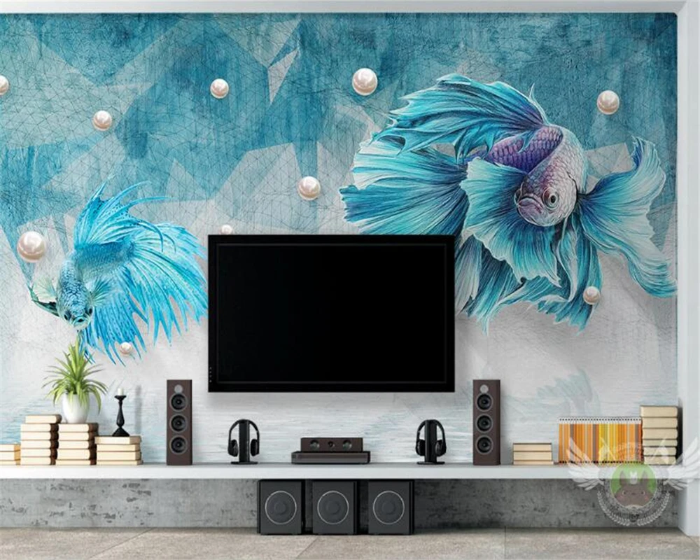 Beibehang 3D Wallpaper Ruang Tamu Kamar Tidur Mural Biru Tua Abstrak Beibehang 3D Wallpaper Ruang Tamu Kamar Tidur Mural Biru Tua Abstrak