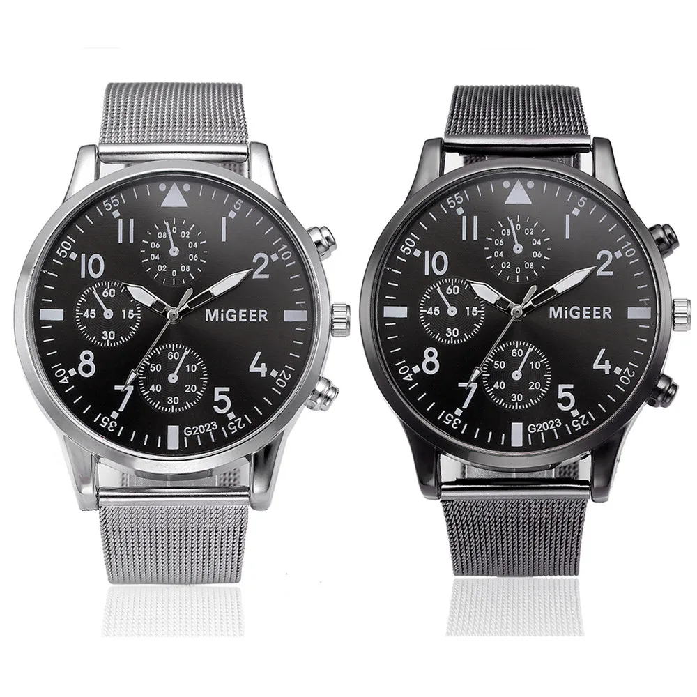 

MIGEER Classic Women Men's Wrist Watch Clock Stainless Steel Strap Quartz Casual Bracelet Watches montre homme relogio male QC7