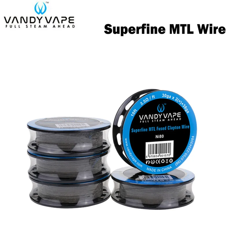 

2pcs/lot Vandy Vape Superfine MTL Fused Clapton Wire Ni80 30ga x 2(=)+38ga 10ft / SS316L30ga X 2(=)+38ga 10ft Fit MTL RTA RDA