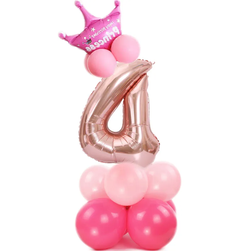 32 дюйма розового золота с бриллиантами Свадебные Воздушные шары воздушные гелиевые номер Фольга фигурками Happy День рождения украшения для детей на день рождения воздушные шары - Цвет: Stand 4