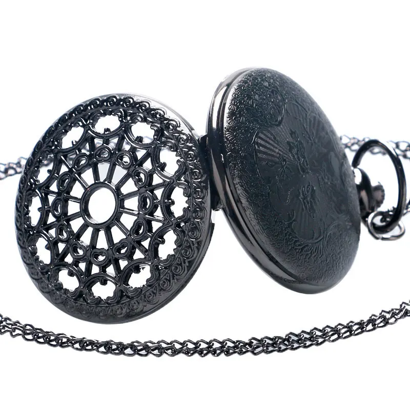 Vintage Black Spider Web Pocket Watch with Chain Necklace Pendant Steampunk Hour Antique Style Gift P242 5