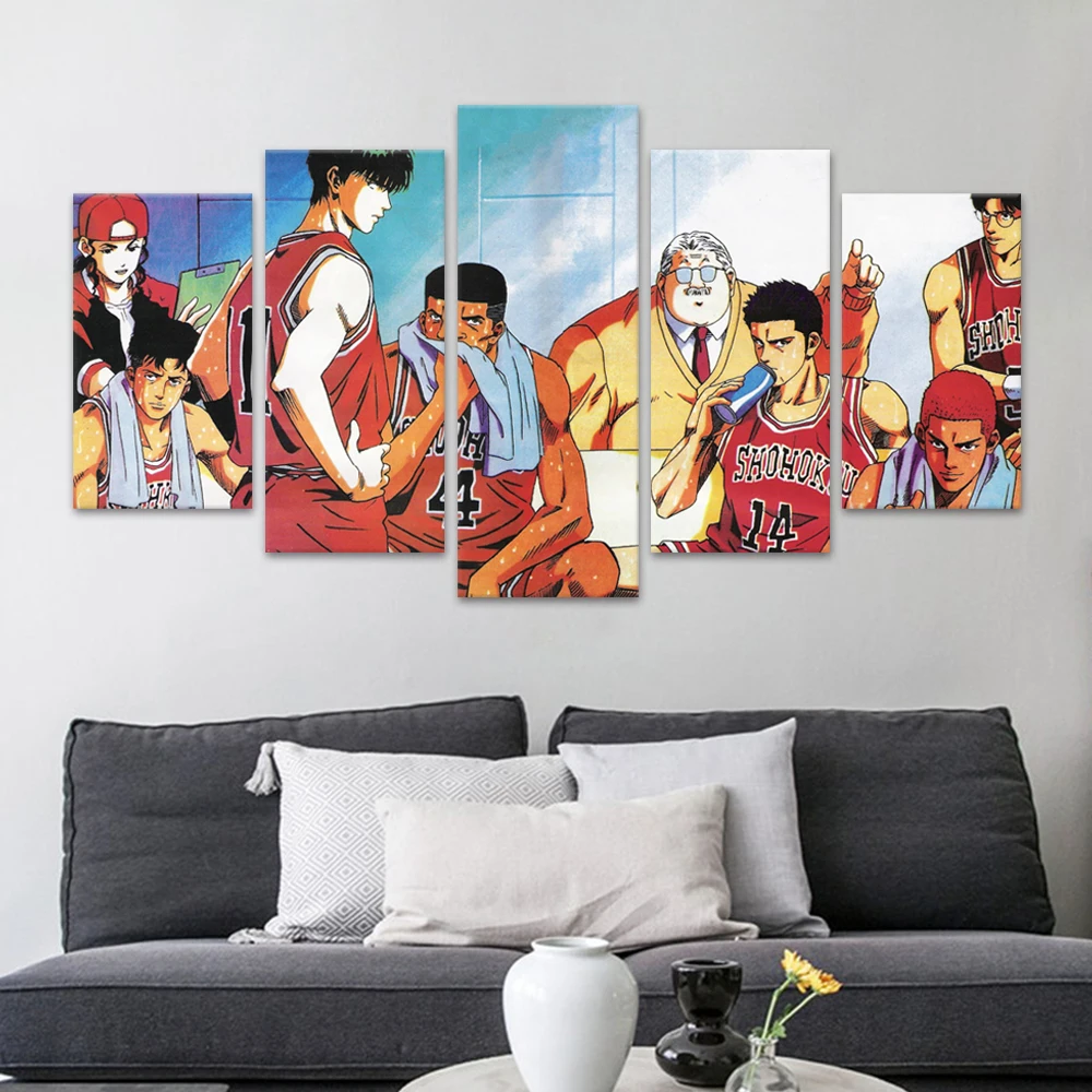 Картина маслом на холсте 5 шт. рисунок из мультфильма Slam Dunk Wall Art напечатанный