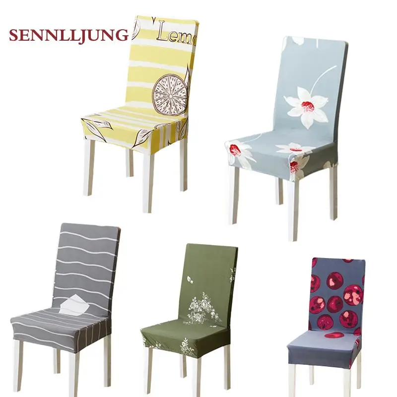 

SENNLLJUNG4PCS Univer Printed stretch chair cover large elastic seat cover painting set restaurant banquet hotel home decoration