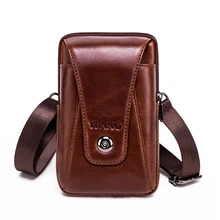 Мужская Фанни сумка сотовый/мобильный чехол для телефона крюк ремень Хип бум через плечо сумки повседневные мужские коровьей натуральной кожи поясная сумка