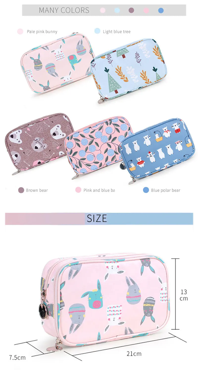 Cute Girl Professional Travel Small Makeup Bag Double Waterproof Cosmetic Bag Fashion Beautician Organizer Toiletry Makeup Pouch