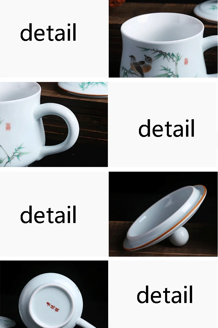 350 мл Цзиндэчжэнь кружка Керамика Porcelain арт узор кружки с ручкой Drinkware утварь мастер стакана воды Кофе завтрак молочные чашки