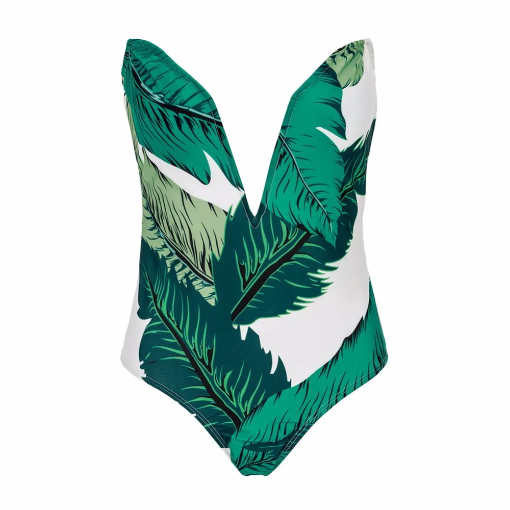 

Women Swimwear Print Sexy Green Leaves bikinis Set Swimsuit Strap Biquini Bathing Suit Maillot De Bain Femme Beachwear Biquini
