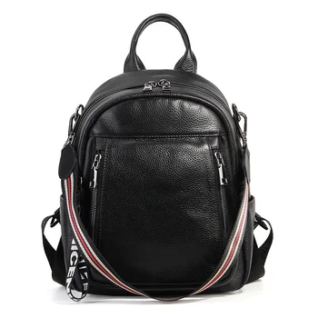 

Backpack Female Genuine Leather Women Backpacks School Bag Plaid Strip Multifunctional Cow Leather Travel Backpacks #LF15833