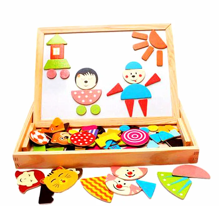 Монтессори игрушки развивающие деревянные игрушки для детей головоломка для раннего обучения Дети Магнитные наклейки игры - Цвет: 5