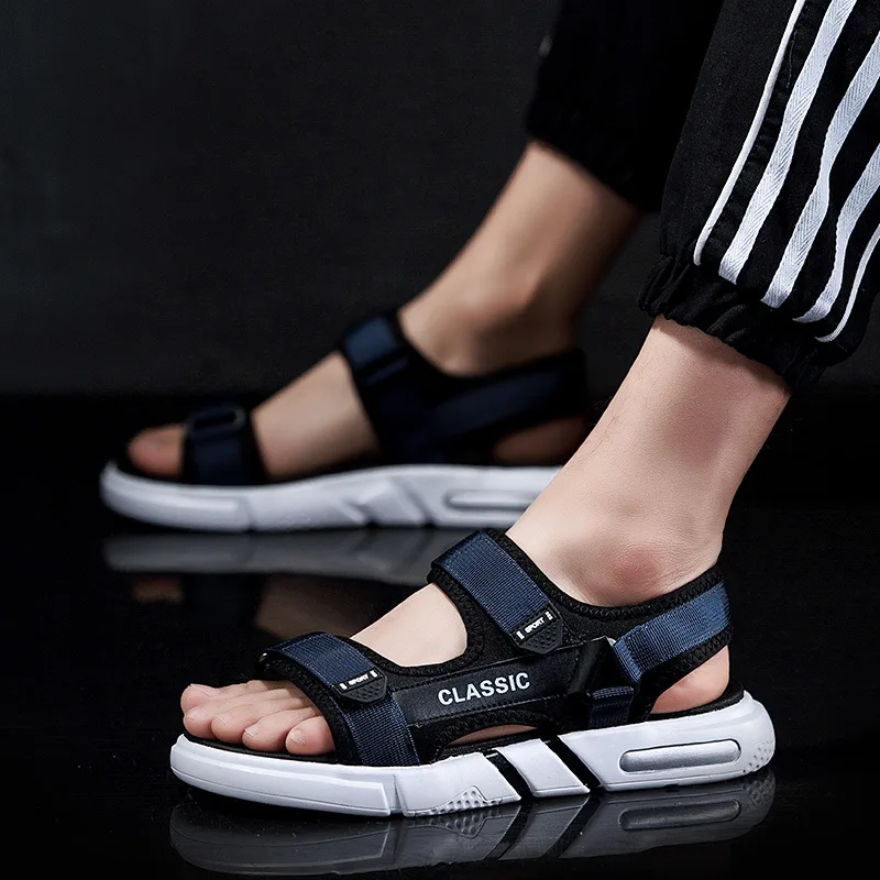 

2019 Summer Shoes Men Beach Sandals Casual Men Shoes Thick Sole Soft Comfortable Summer Holiday Male Shoes KA1299