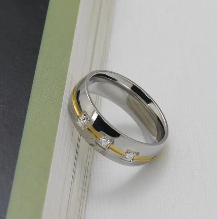 3 в 1 Женское кольцо с фианитом из нержавеющей стали|white gold|gold filledstainless steel |