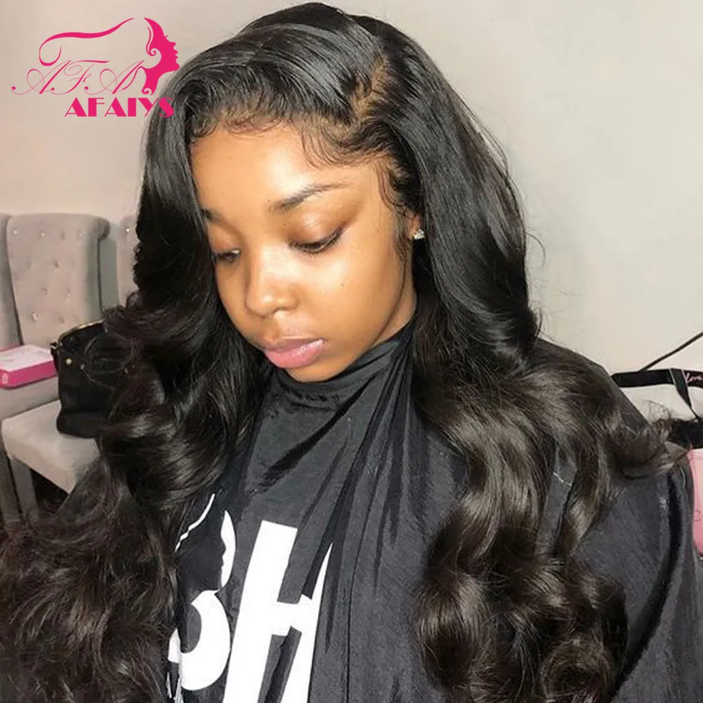 

AFAIYS 150% Density Lace Front Human Hair Wigs 13x6 Brazilian Remy Hair Body Wave Long Lace Wig Pre Plucked With Baby Hair