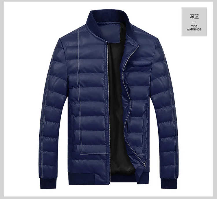 2018 мужские кожаные куртки Slim Fit мотоциклетная куртка на молнии из искусственной кожи Черный Красный Синий Мужчины искусственная кожа