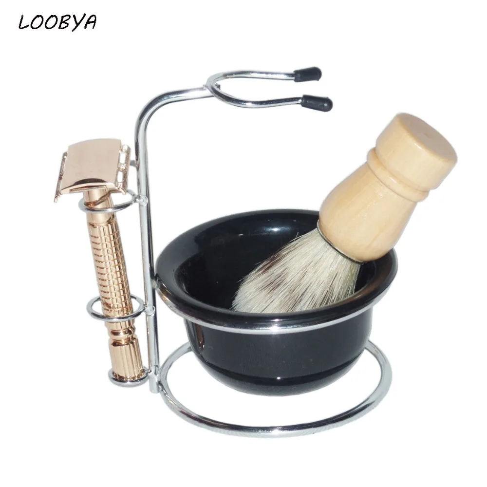 Men Safety Manual Shaving Razor with Shave Brush Stand Bowl for Man