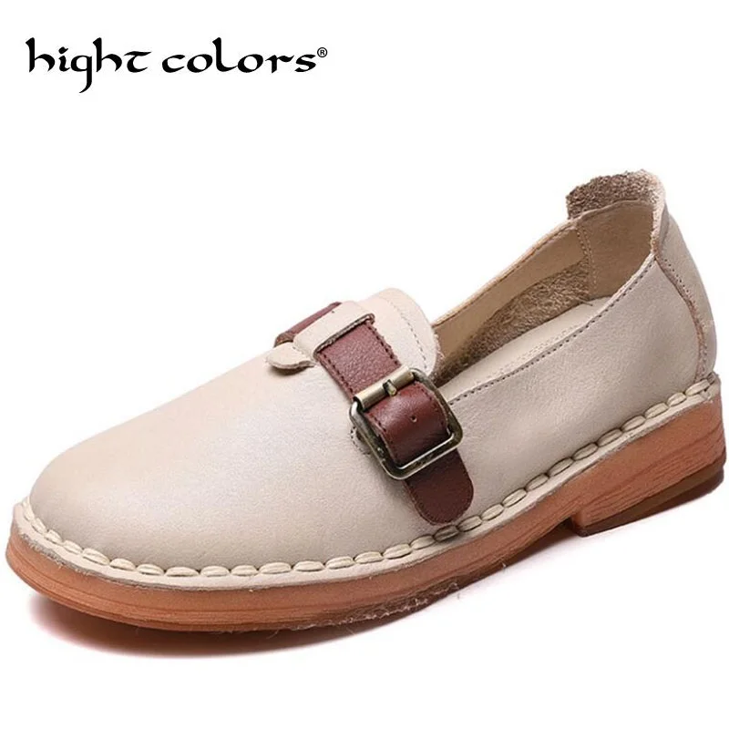 

2019 Spring New Handmade Original Soft Bottom Shoes Female First Layer Leather Retro Pointed Flat Mary Janes Casual Shoes