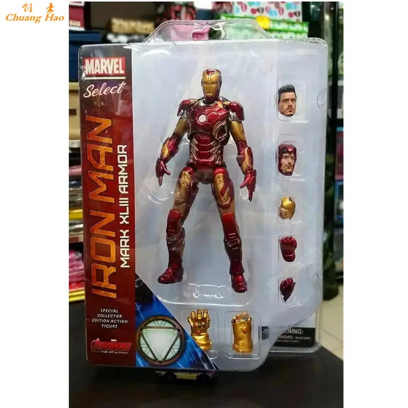 Hot Marvel Select Mark Xliii Armor Iron Man Mk43 Pvc 7in Action Figure Box 