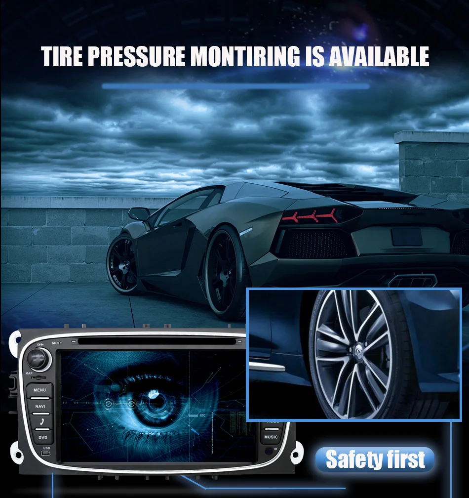 Best Eunavi 2 din Android 9.0 Car DVD Player for Ford focus II Galaxy Transit Tourneo Mondeo 2din GPS Multimedia radio Headunit IPS 12