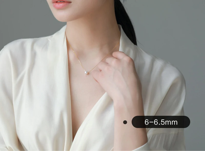 Au750 18k gold chain pearl charm necklace (11)