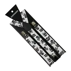 Winfox модные черный, белый цвет Череп кости подтяжки для женщин для мужчин 2,5 см Широкий подтяжки для одежды брюки девочек