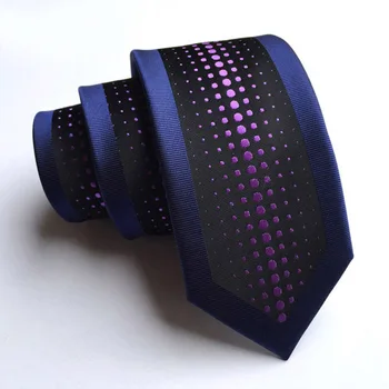 

New arrival Tie Wedding Necktie Blue Border Black with Purple Spots
