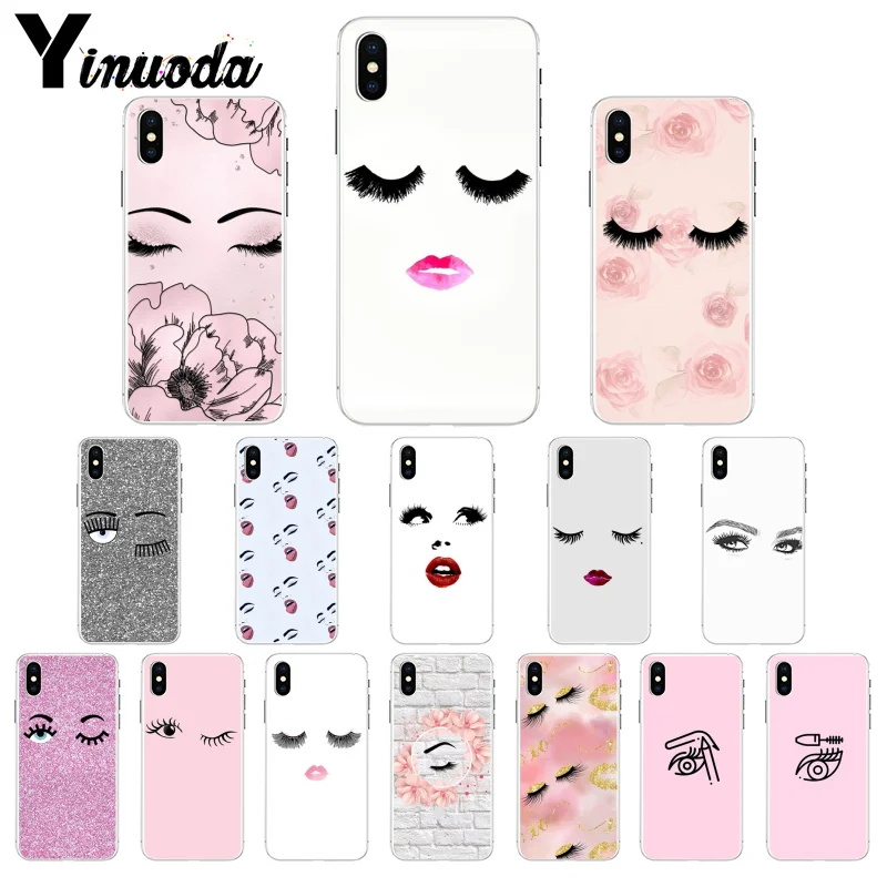Yinuoda ресниц Макияж для губ DIY чехол телефона iPhone X XS MAX 6 6s 7 7plus 8 8Plus 5 5S SE XR|Бамперы| |