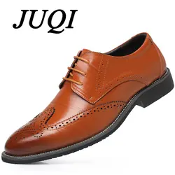 JUQI/мужские туфли из натуральной кожи, деловые туфли для вечеринки, оксфорды с перфорацией типа «броги», летние мужские повседневные туфли