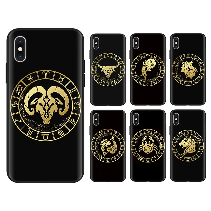 Zodiac Signs Black Soft Cases for Apple iPhone 7 8 Plus 6 6S Plus X XR
