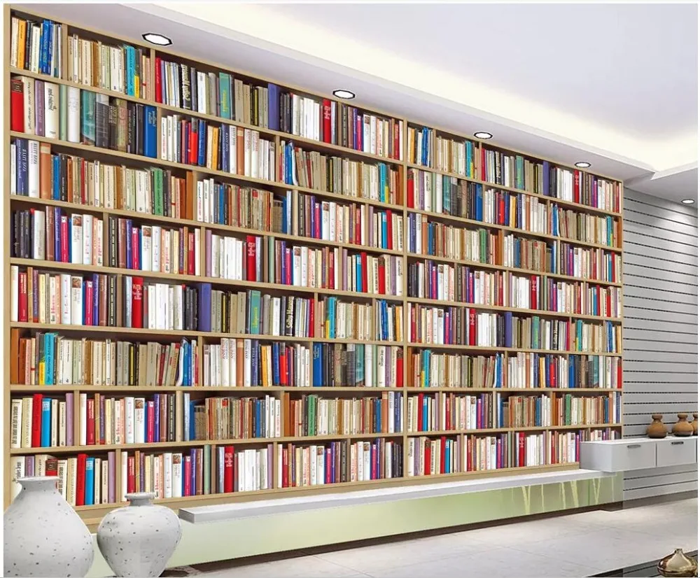 3d обои WDBH на заказ фото книжный шкаф книжная полка английская книга гостиная