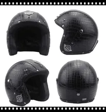 German Leather Helmet Harley moto Style BLACK German Motorcycle Open Face Half Helmet Chopper Biker Pilot Vespa camouflage new german motorcycle wwii style half helmet chopper biker pilot goggles open face moto motocicleta with free goggle and mask