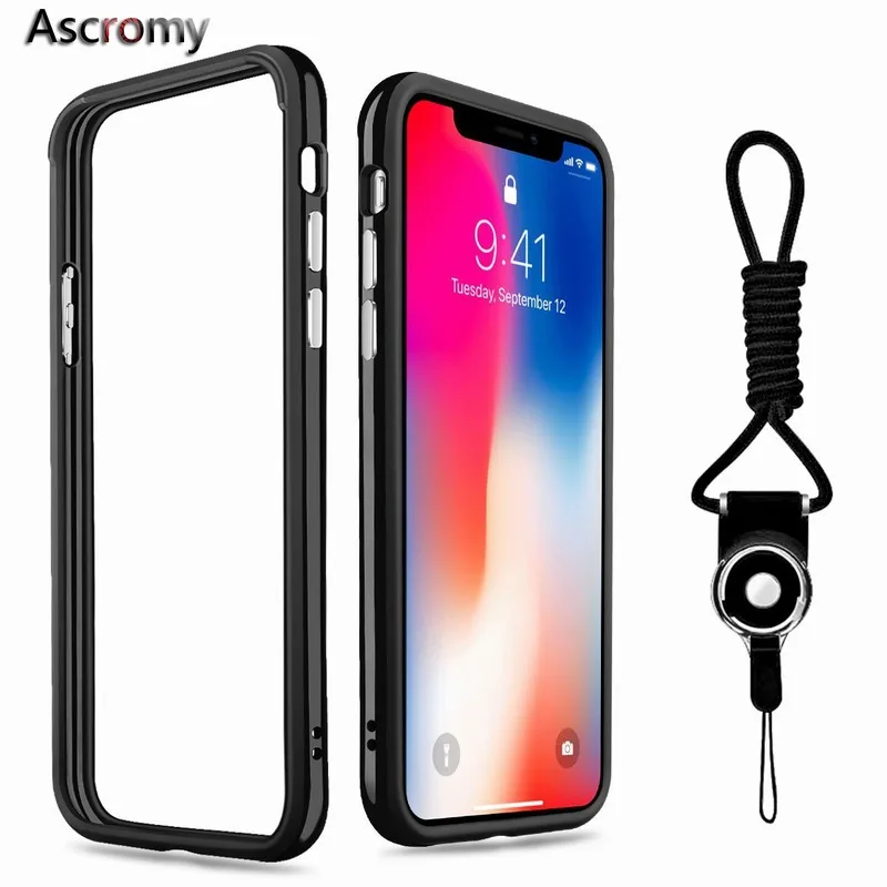 Чехол Ascromy для iPhone X рамка бампер ремешок на шею TPU PC противоударный чехол Apple 10