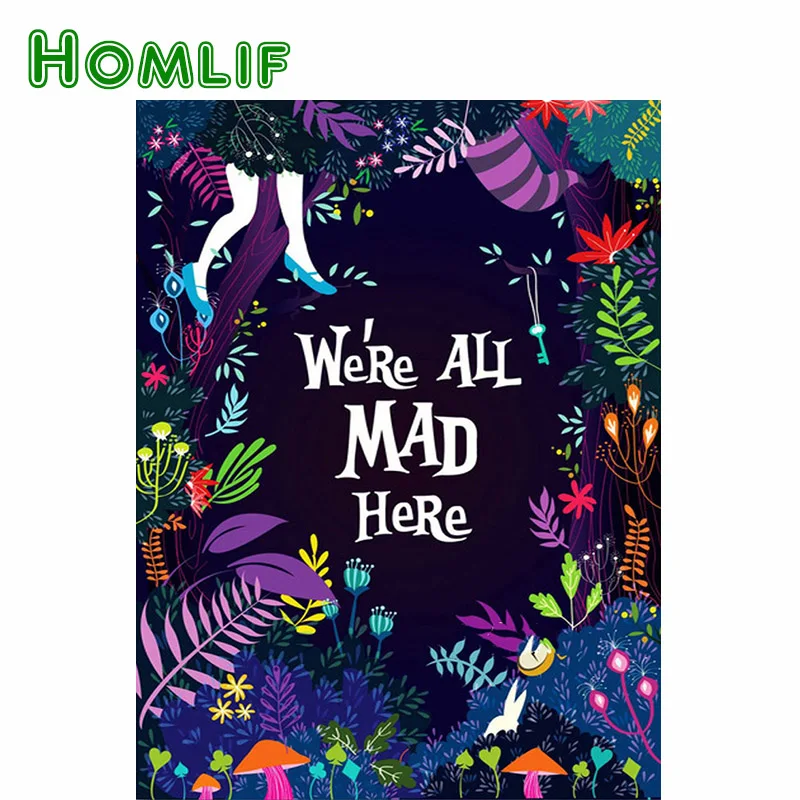 

HOMLIF 5D DIY Diamond embroidery Alice In Wonderland square Diamond Painting Cross Stitch Rhinestone Mosaic decoration gift Art