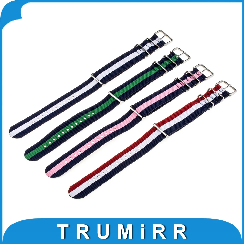 

18mm 20mm 22mm Nylon Watchband Universal NATO Watch Band 3 Striped Colorful Fabric Strap Waterproof Wrist Bracelet + Tool + Pins
