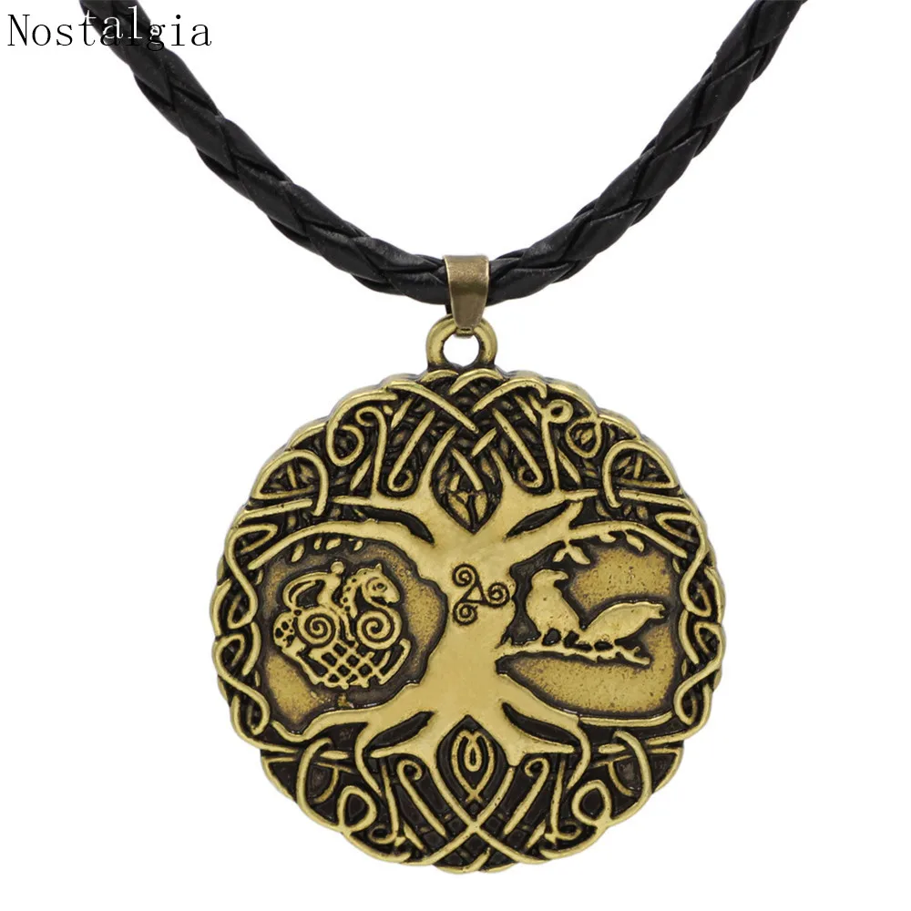 Ностальгия Древо жизни ожерелье Viking Men Thor Loki Asgard лошадь и один Ворон амулет Teen Wolf