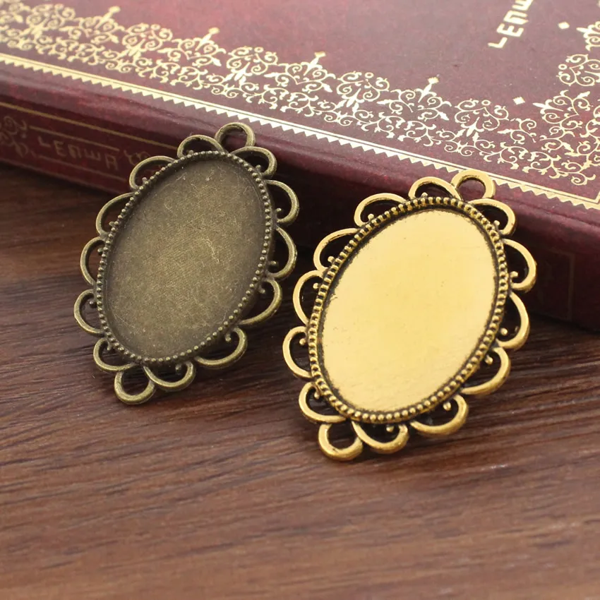 20pcs Round Cabochon Base Settings Photo Frame Tray Charms Pendant Accessory
