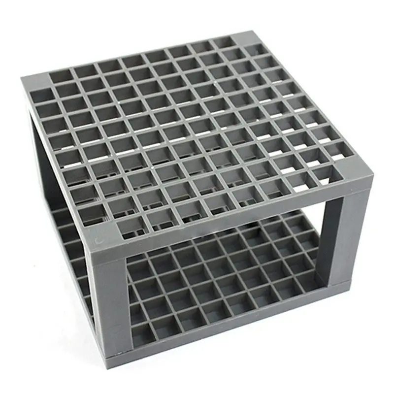 

New Dual Brush Pen Desk Stand, Empty Gray 14.5*14.5*9cm Plastic Pen grid Holder