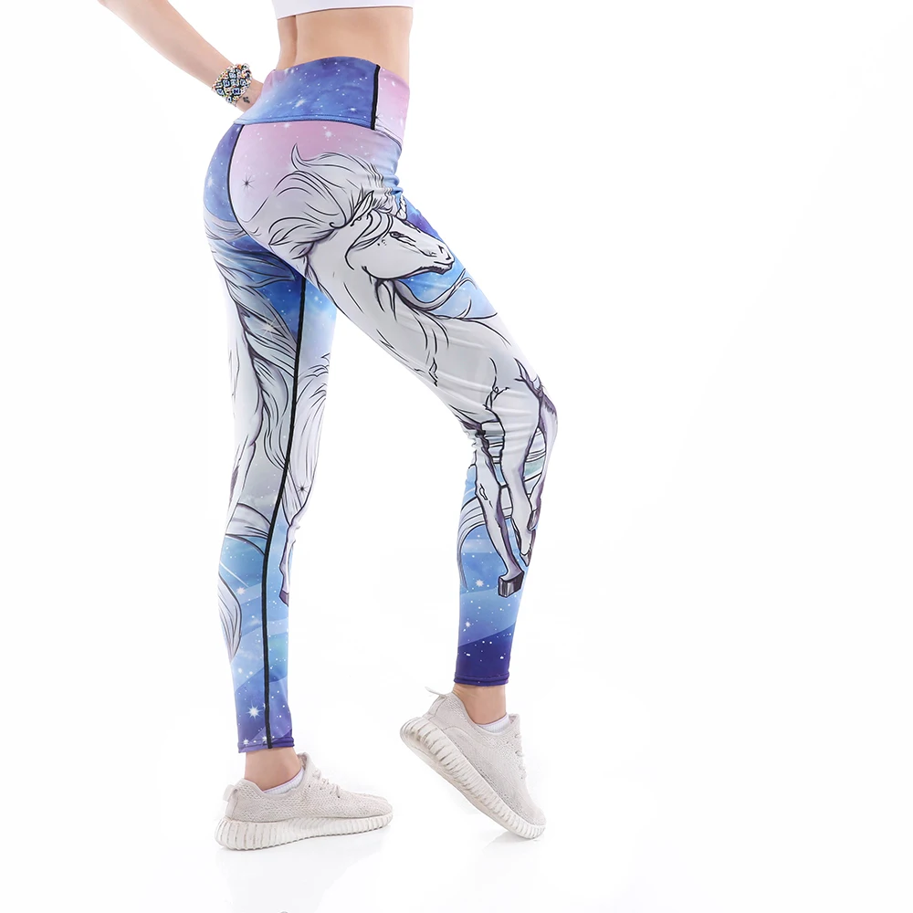 

Buteefull High Waist Pants Fitness Leggings 3D Blue dreamy unicorn Fitness Women Clothing Women Pants XXXL XXL XL Plus Size