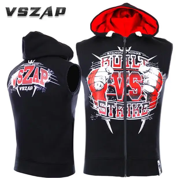 

VSZAP MMA A sleeveless coat vest, vest, and hooded hooded sweatshirt, Thai boxing and fitness running man.