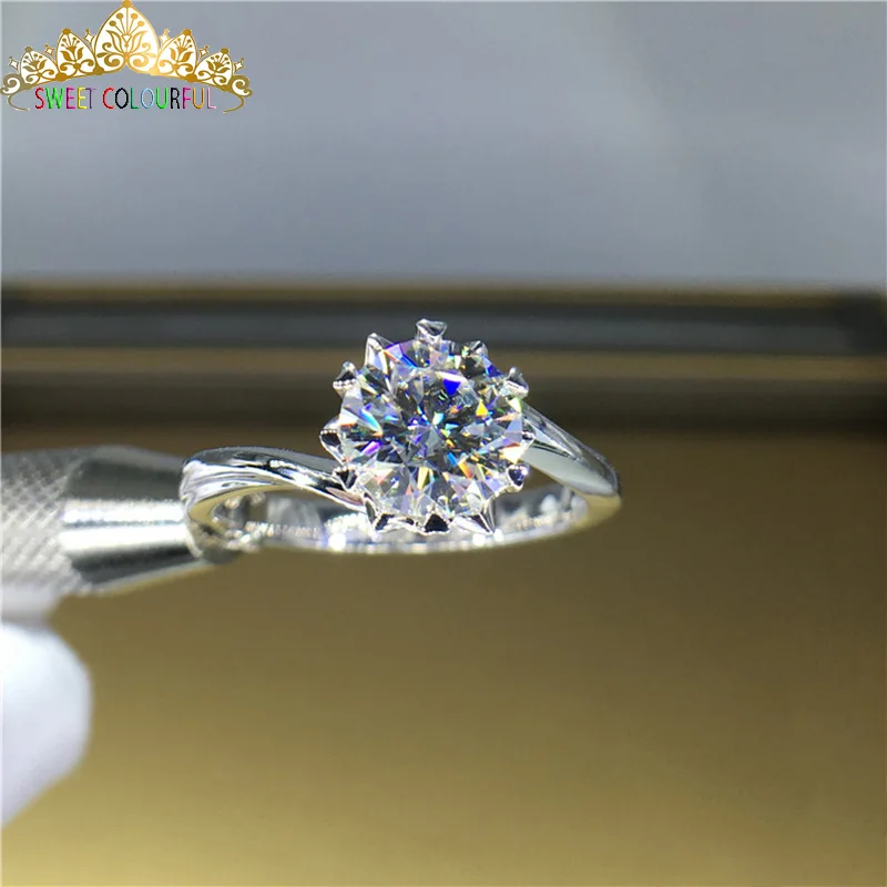 18K 750Au золото Moissanite АЛМАЗНОЕ КОЛЬЦО D Цвет VVS с национальным сертификатом MO-00115