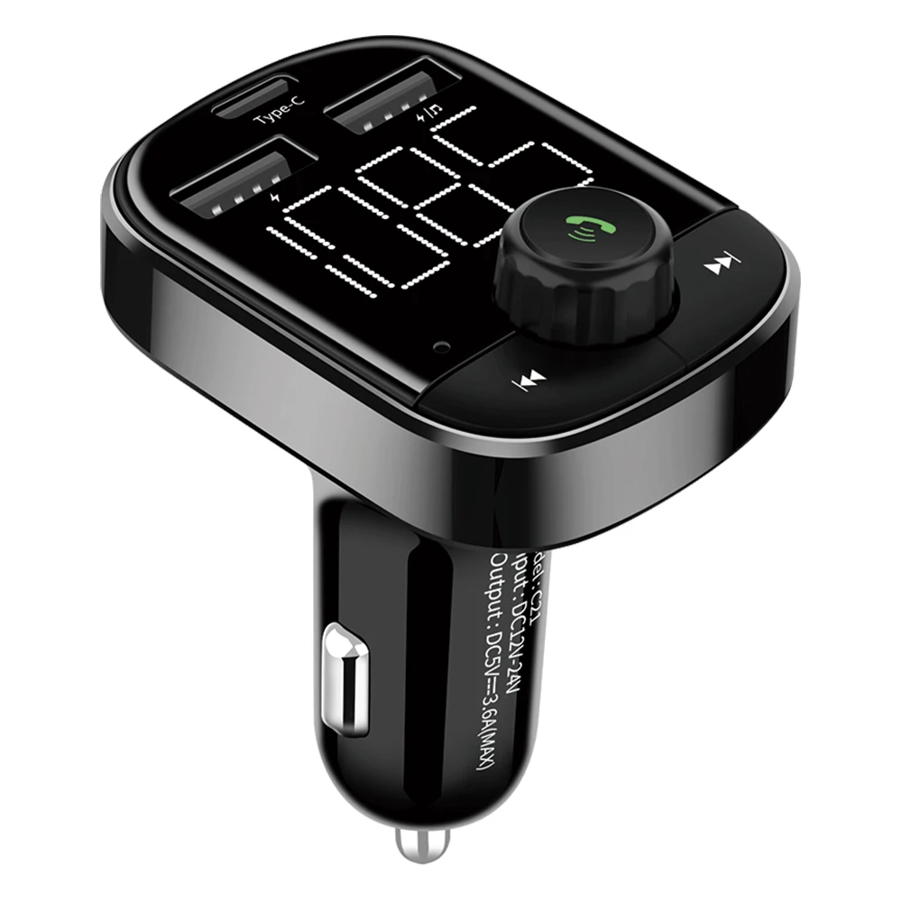 Автомобильный MP3 Bluetooth плеер тип-c Быстрая зарядка карта без потерь двойной 2 USB порта fm-передатчик держатель чашки USB зарядное устройство радио C21
