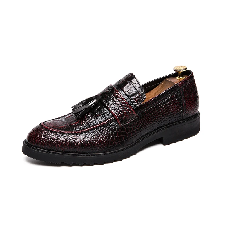 cool unique snake skin men leather shoes fashion moccasins italian designer business male footwear brogue oxford shoes for men  (1)